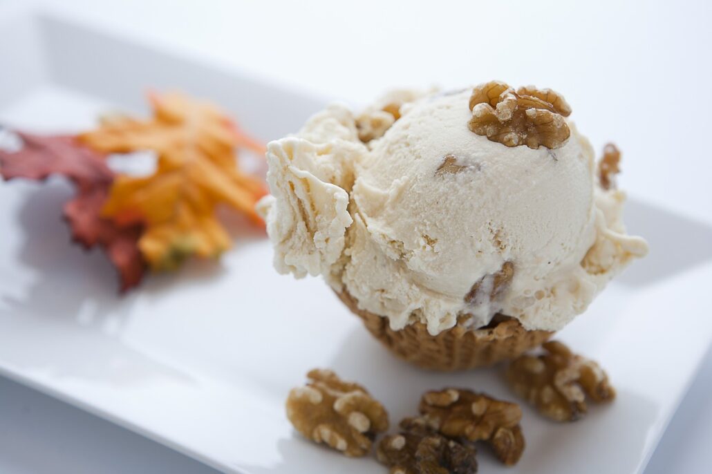 walnuts on ice cream